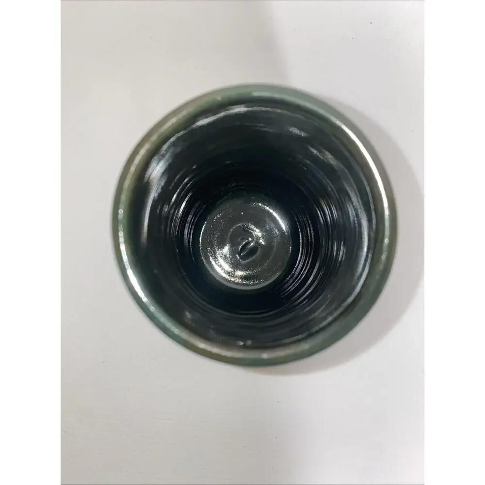 Studio Art Pottery Hand Thrown Glazed Vase/ Pen Holder Black With Trees